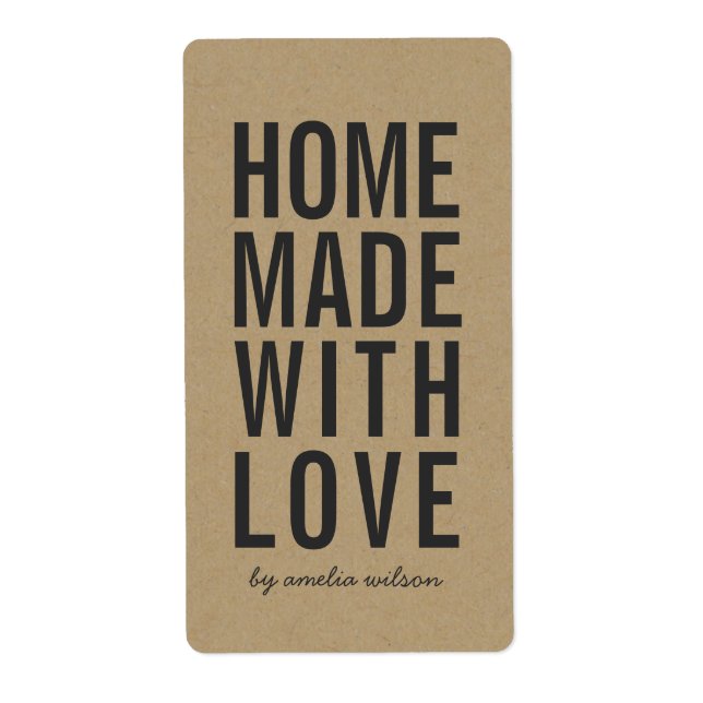 Stylish Rustic Bold Homemade with Love Faux Kraft (Devant)