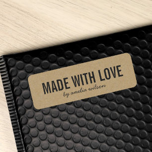 Stylish Rustic Bold Made with Love Faux Kraft
