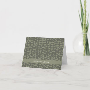 Stylish Rustic Botanical Sage Green Personalized Thank You Card