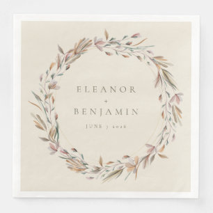 Stylish Rustic Earthy Botanical Custom Wedding  Napkin