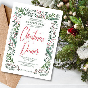 Stylish Rustic Green Christmas Holiday Party Invitation