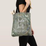 Stylish Rustic Leafy  Wreath Wedding Personalized  Tote Bag<br><div class="desc">A colourful leafy wreath embedded with gold on a rustic wood backdrop where in the centre you can customize it to make it uniquely your own.  Farmhouse elegance.</div>