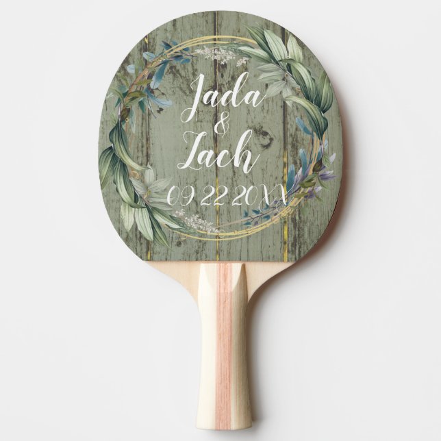 Stylish Rustic Leafy  Wreath Wedding  Ping Pong Paddle (Front)