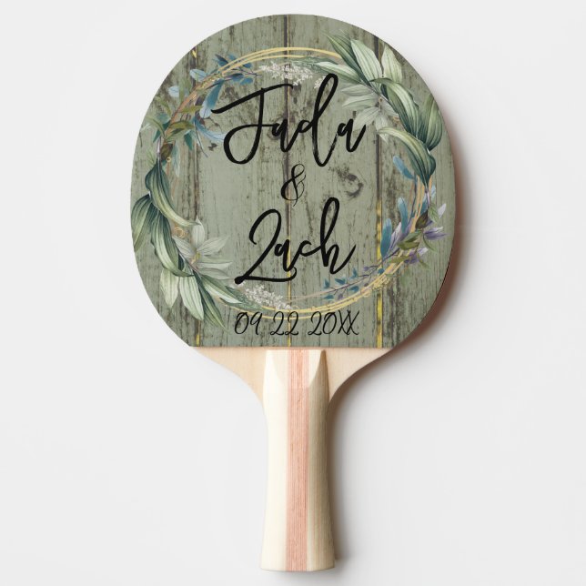 Stylish Rustic Leafy  Wreath Wedding  Ping Pong Paddle (Front)
