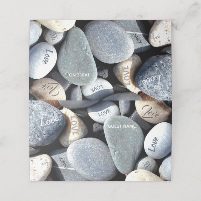 Stylish Rustic Modern Unusual Unique LOVE Pebbles Place Card (Outside Unfolded)