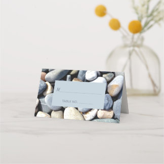 Stylish Rustic Name Modern Unusual Pebbles Wedding Place Card
