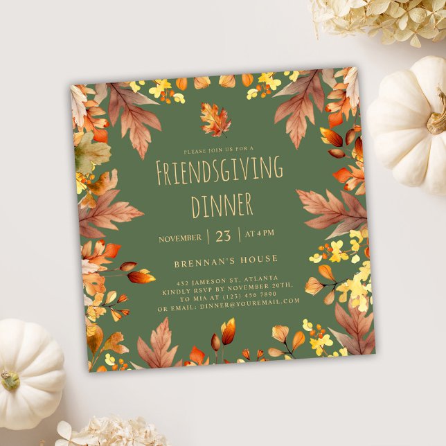 Stylish Rustic Thanksgiving Friendsgiving Dinner Invitation (Modern Cute Friendsgiving Dinner Invitation)