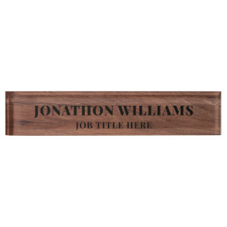 Stylish Rustic Wood Nameplate