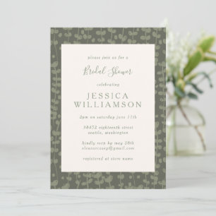 Stylish Sage Botanical Greenery Bridal Shower Invitation