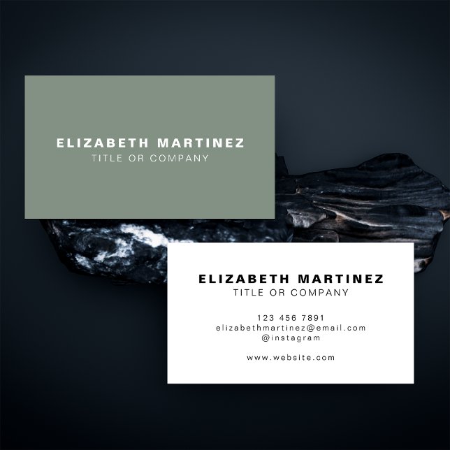 Stylish Sage Green Front and Back Personalized Business Card (Creator Uploaded)