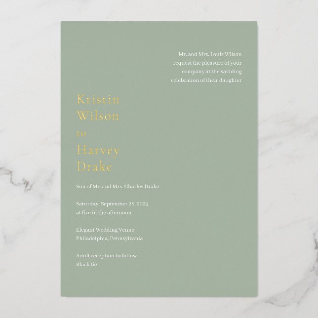 Stylish Sage Green Modern Wedding (Front)