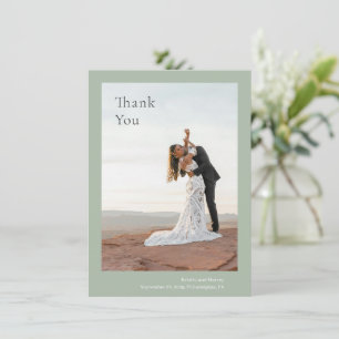 Stylish Sage Green Modern Wedding Thank You Card
