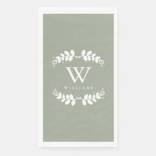 Stylish Sage Green Monogrammed Napkin