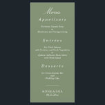 Stylish Sage Green Wedding Menu<br><div class="desc">Stylish Sage Green Wedding Menu, please personalize as required using the online Personalization template before ordering. Once you have entered your wording onto the Personalization template, should you find that you need to adjust the positioning of the text then please use the "Customize further" option to "Edit using the Design...</div>