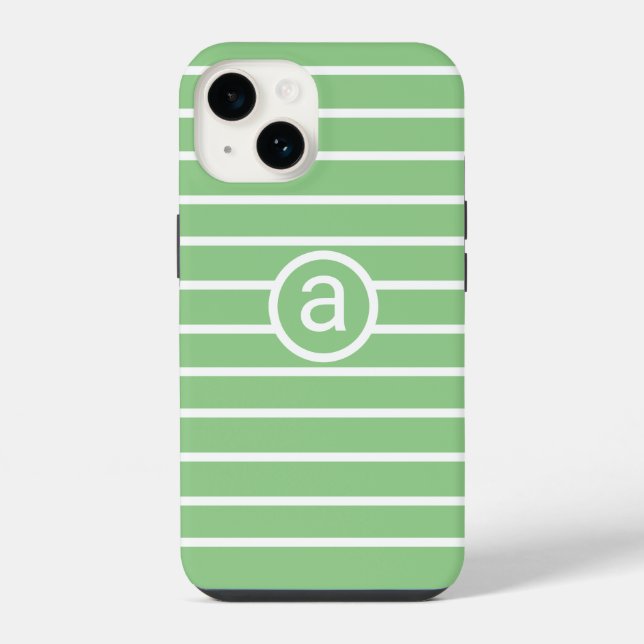 Stylish sage White pattern Monochromatic Name iPhone Case (Back)