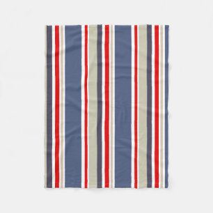 Stylish Sailor Striped Red White Blue Grey Beige Fleece Blanket