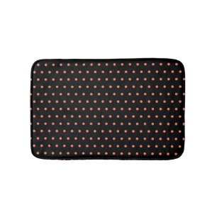 Stylish SALMON Polka Dot Black Bath Mat
