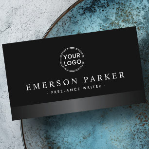 Stylish satin grey border custom logo professional business card