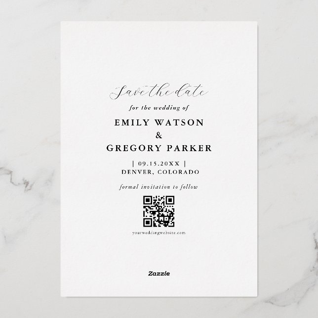 Stylish Save the Date with QR (Back)