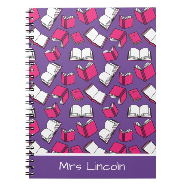 Stylish School Librarian Teacher and Bookworm Notebook (Front)
