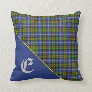 Stylish Scottish Estes Clan Tartan Monogram Throw Pillow