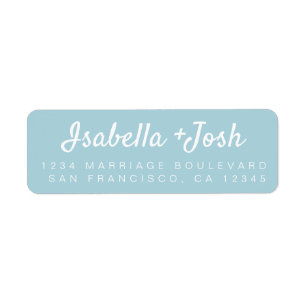 Stylish Script Blue Wedding Return Address