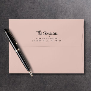 Stylish Script Blush Pink Return Address Envelope