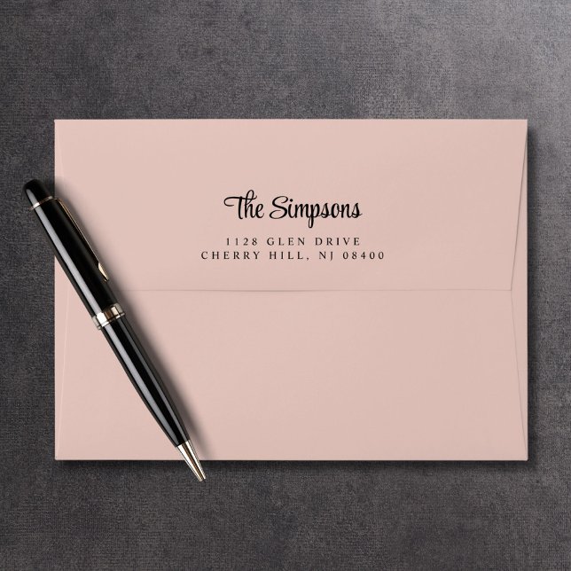 Stylish Script Blush Pink Return Address Envelope (Creator Uploaded)
