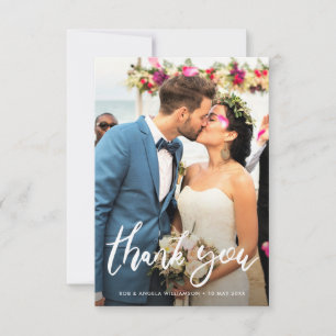 Stylish script bride & groom wedding thank you card