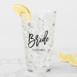 Stylish Script "Bride" Personalized Glass<br><div class="desc">Fun personalized bridal party design.</div>