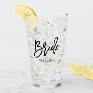 Stylish Script "Bride" Personalized Glass