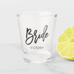 Stylish Script "Bride" Personalized Shot Glass<br><div class="desc">Fun personalized design for the bride-to-be.</div>