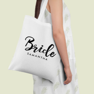 Stylish Script "Bride" Personalized Tote Bag