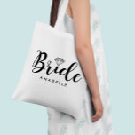 Stylish Script "Bride" Tote Bag<br><div class="desc">Fun personalized design for the bride-to-be.</div>