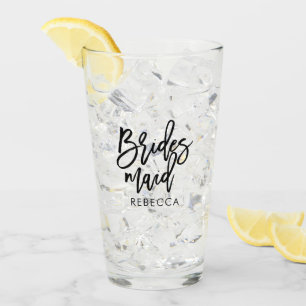 Stylish Script "Bridesmaid" Personalized Glass