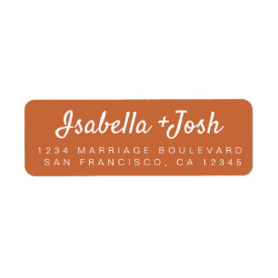 Stylish Script Burnt Orange Wedding Return Address