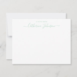 Stylish Script Calligraphy A Note From Mint Green Card