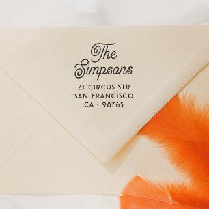 Stylish Script Family Name & Return Address Self-inking Stamp