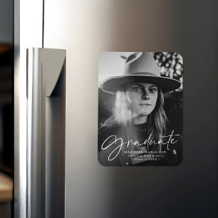 Stylish Script Graduation Announcement Photo Magnet