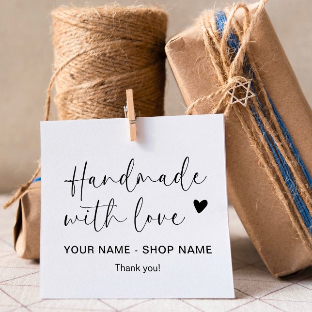Stylish Script Handmade with Love Minimalistic Rubber Stamp (Creator Uploaded)