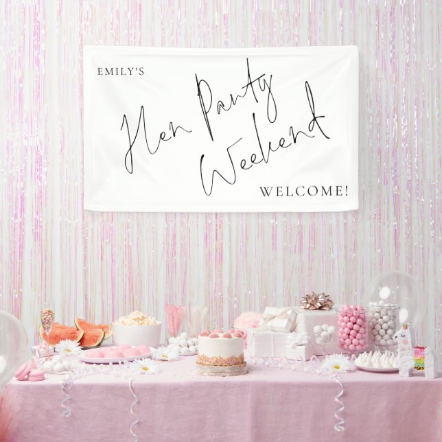 Stylish Script Hen Party Weekend Welcome Banner (Party)