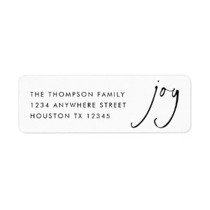 Stylish Script Joy Return Name Address Christmas L
