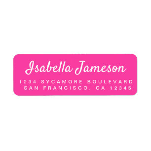 Stylish Script Knockout Pink Return Address