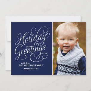 Stylish Script Lettering Holiday Greetings Photo