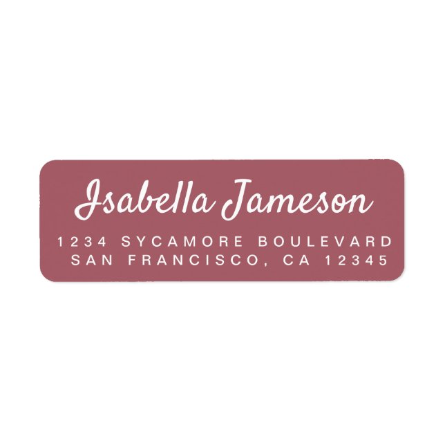 Stylish Script Mauvewood Return Address (Front)