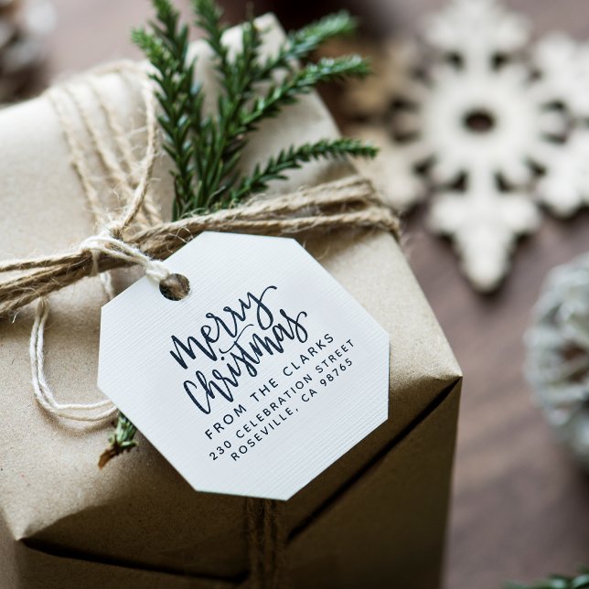 Stylish Script Merry Christmas Return Address Self-inking Stamp (Creator Uploaded)