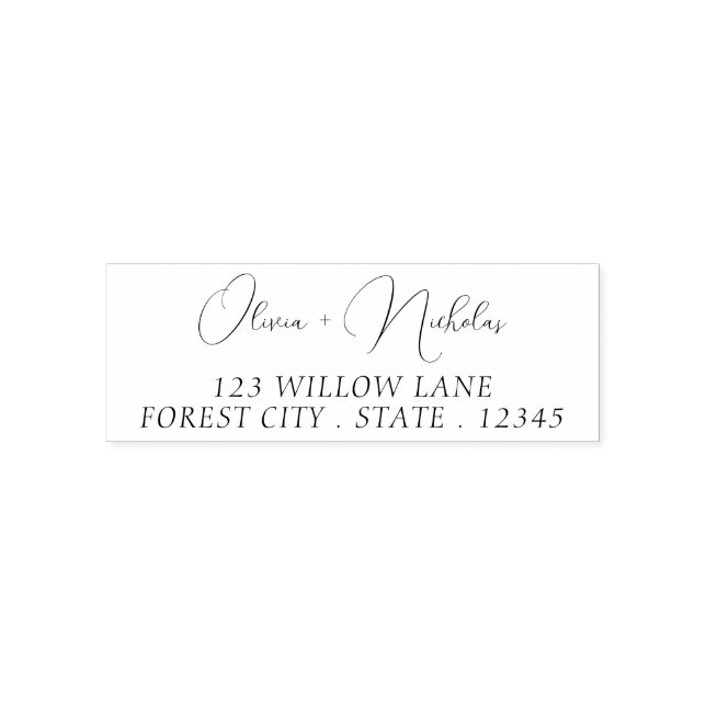 Stylish Script Minimalist Name Address Self-inking Stamp (Design)