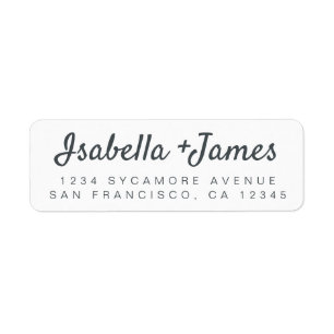 Stylish Script Modern Black White Return Address 