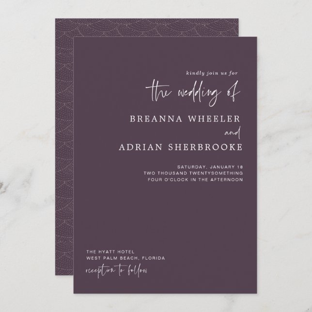 Stylish Script | Modern Wedding Invitation (Front/Back)