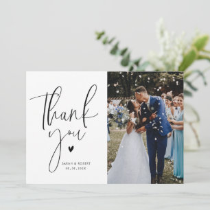 stylish script modern wedding thank you card